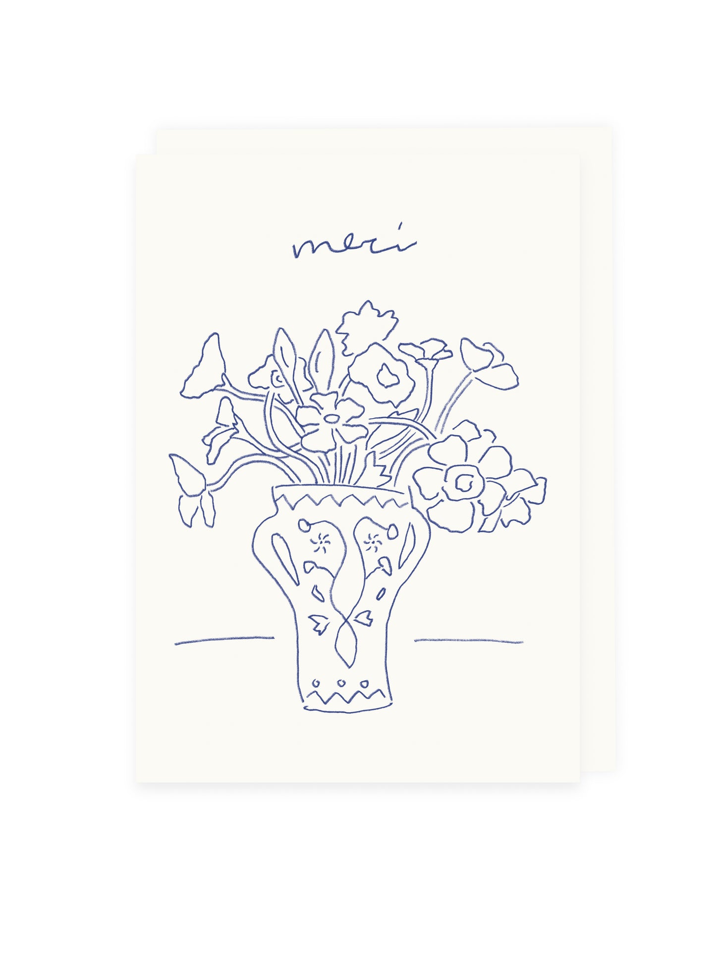 Folding card 'merci' flower vase (risograph)