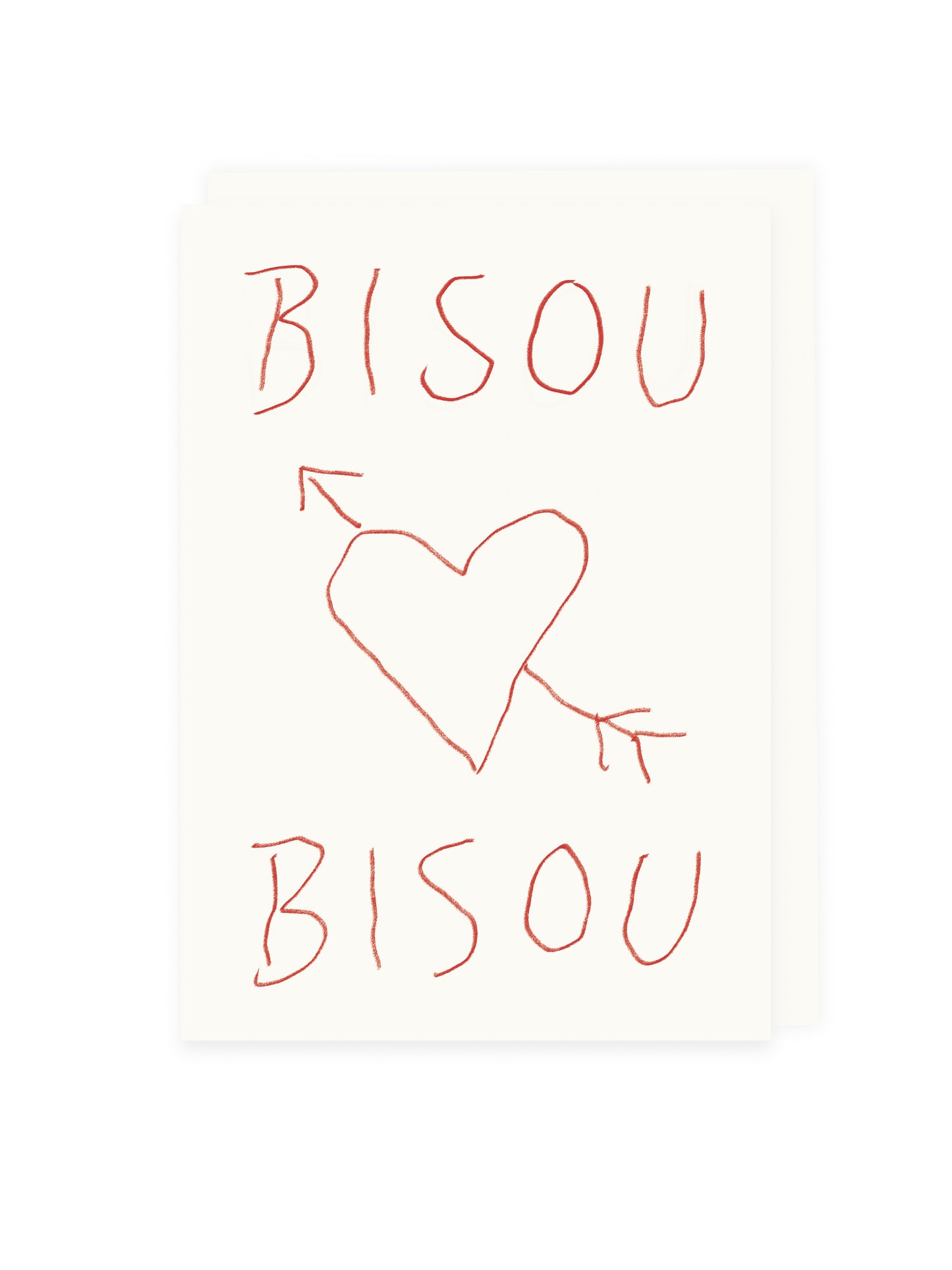 Folding card 'Bisou Bisou' (risography)