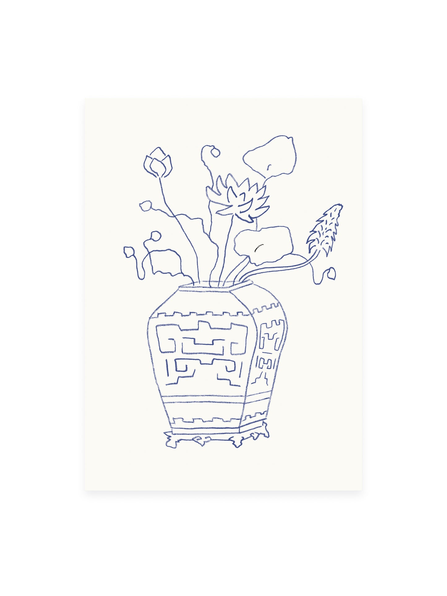 Postcard Vase with Lotus (Risography)