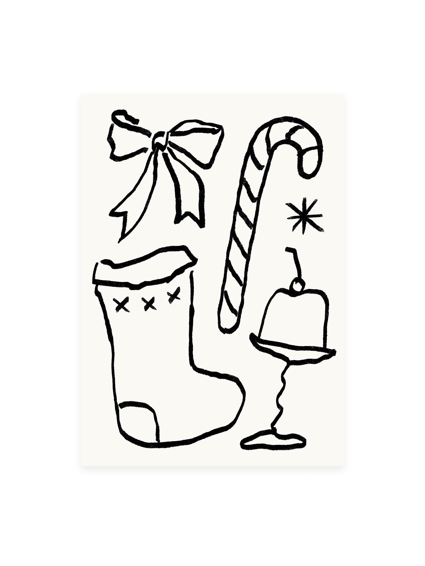 Postcard Christmas stocking (risograph)