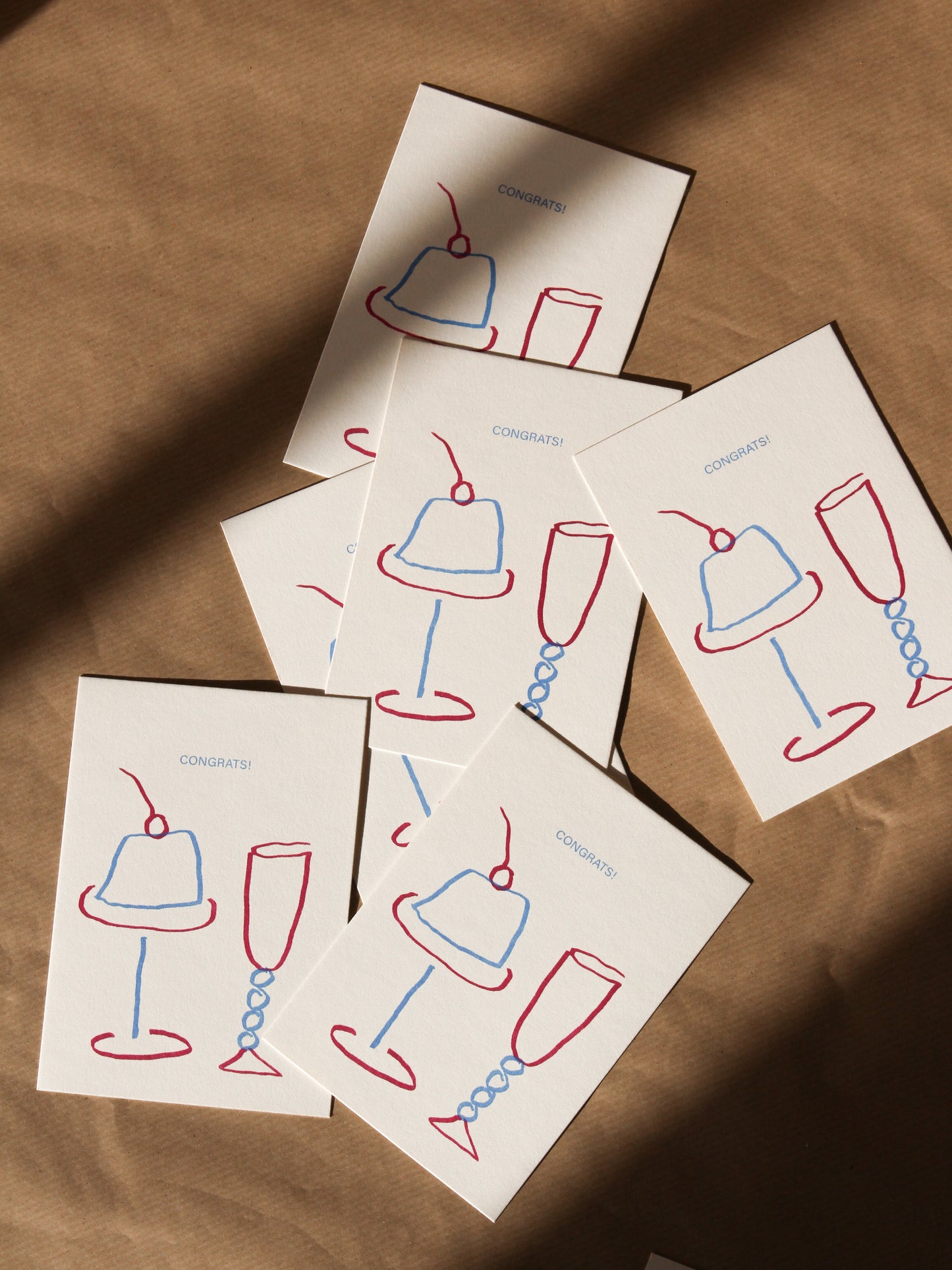Postcard 'Congrats!' Glasses (risograph)