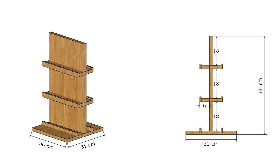 Double-sided solid oak card display for 12–18 cards