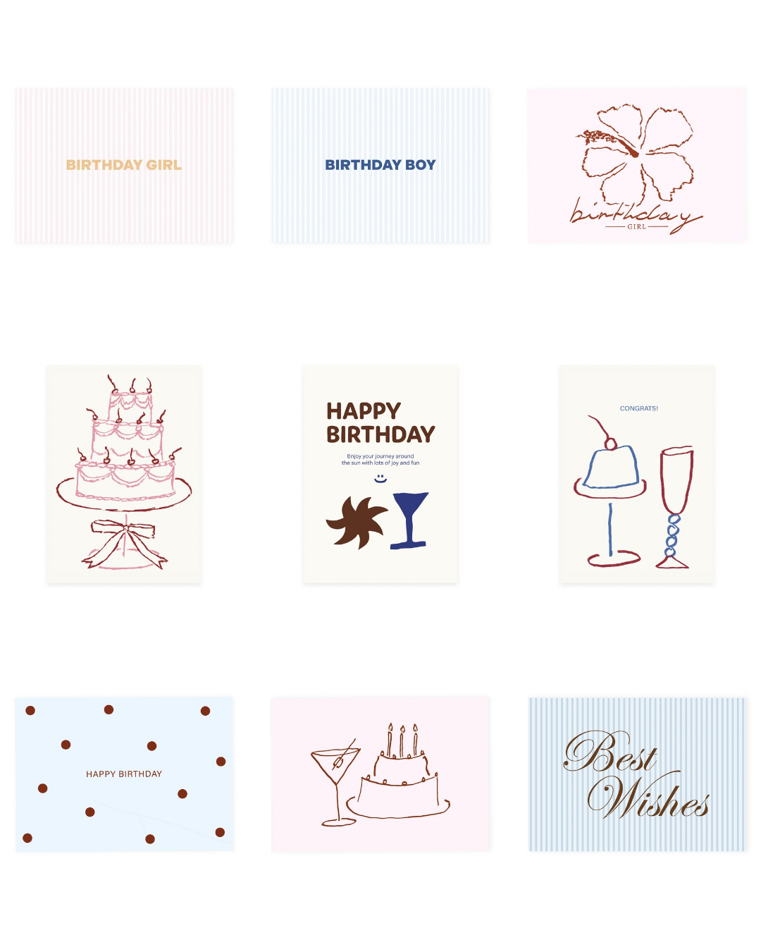 Postcard set (90× postcards) birthday designs