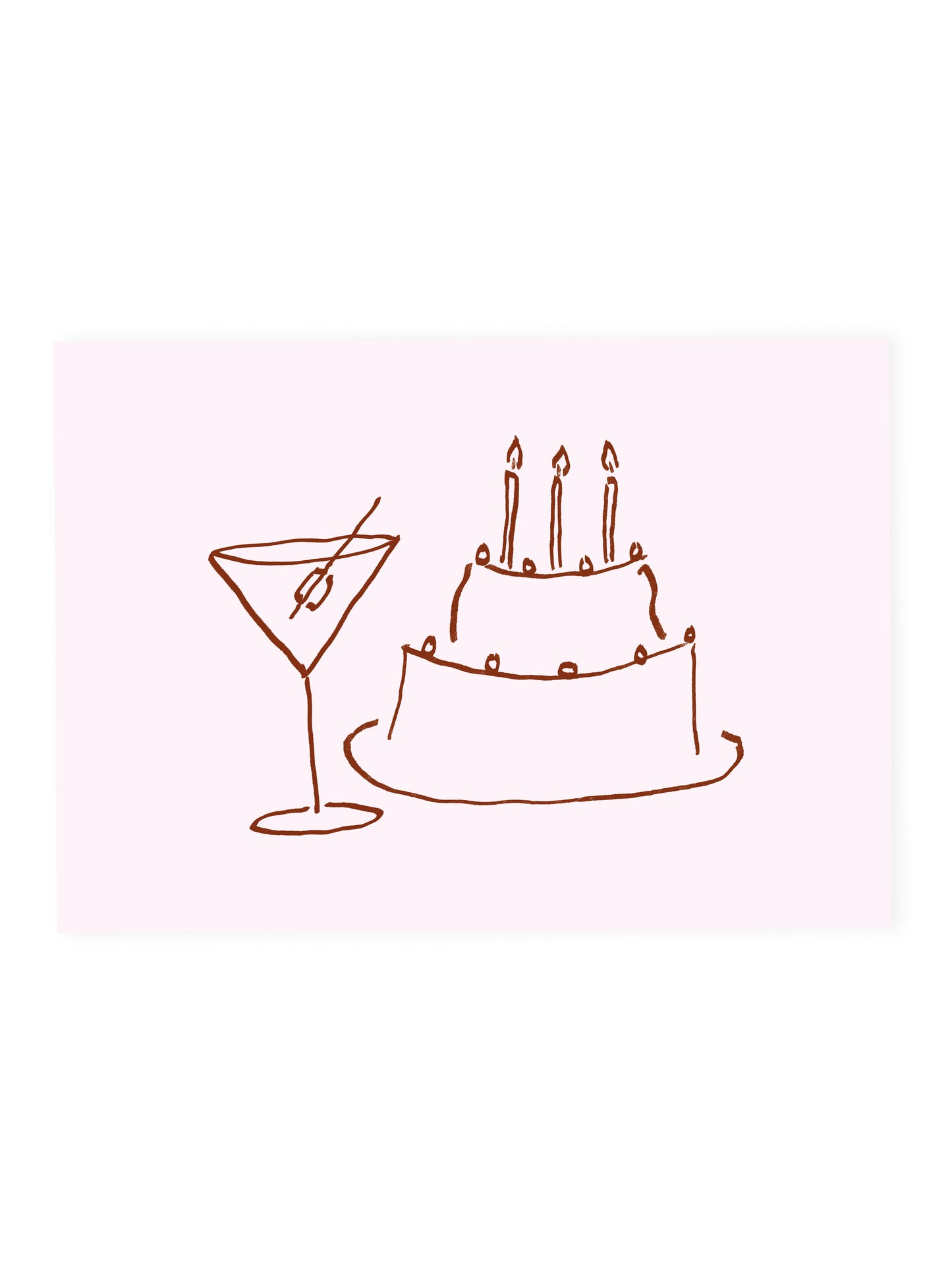 Postcard Martini and Cake (Risograph)