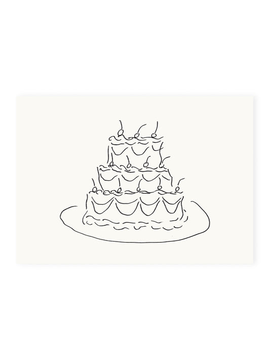 Postkarte Hochzeitstorte (Risographie)
