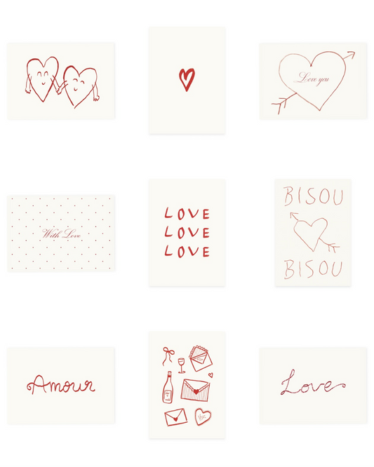 Postcard set (90× postcards) love motifs
