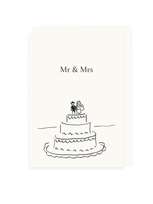 Klappkarte 'Mr & Mrs' Hochzeitstorte (Risographie)
