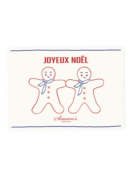 Postcard Two Gingerbread Men 'Joyeux Noël' (Risography)