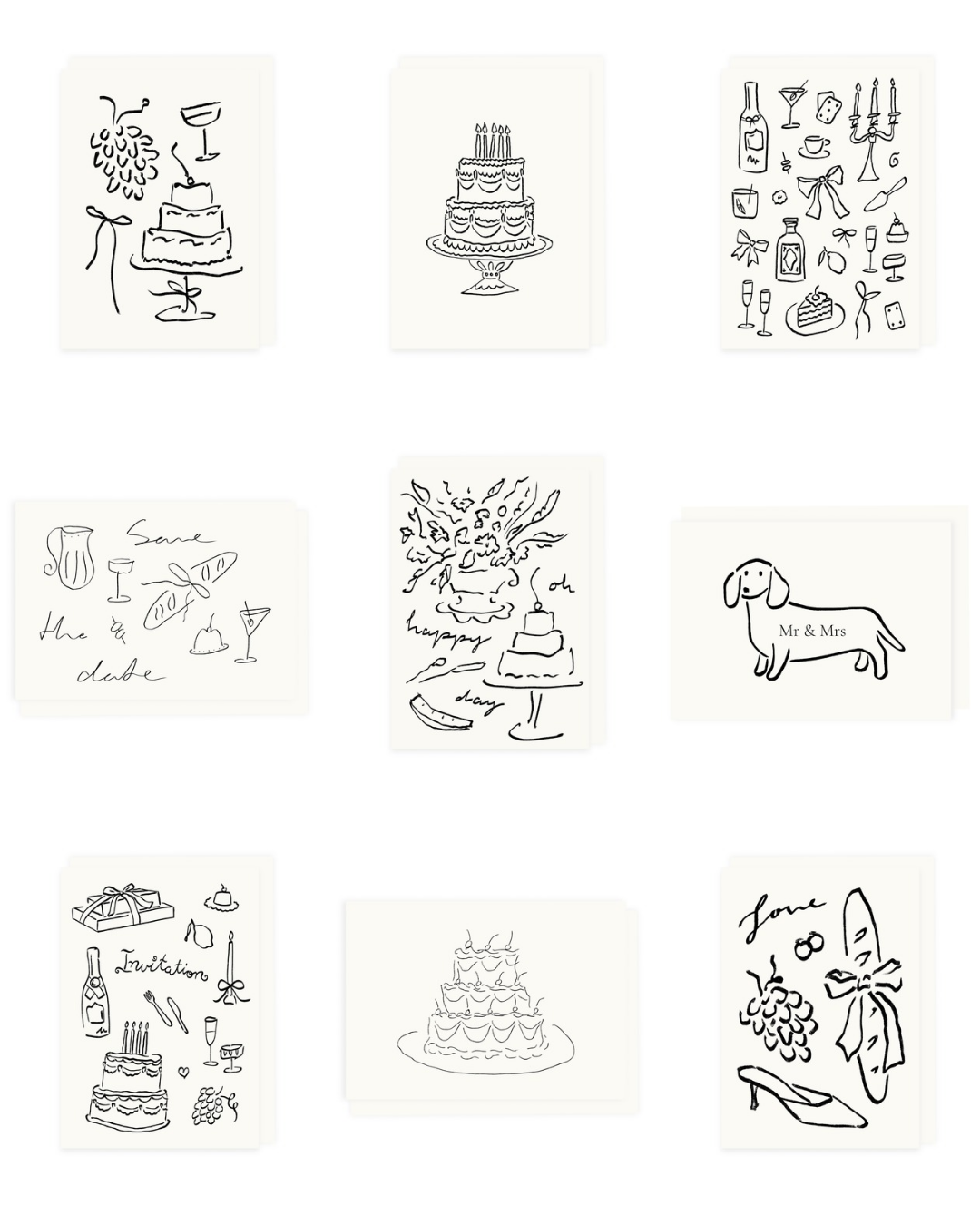 Folding card set (90× folding cards) wedding motifs