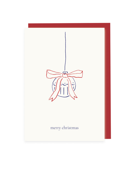 Klappkarte 'merry christmas' Christbaumkugel (Risographie)