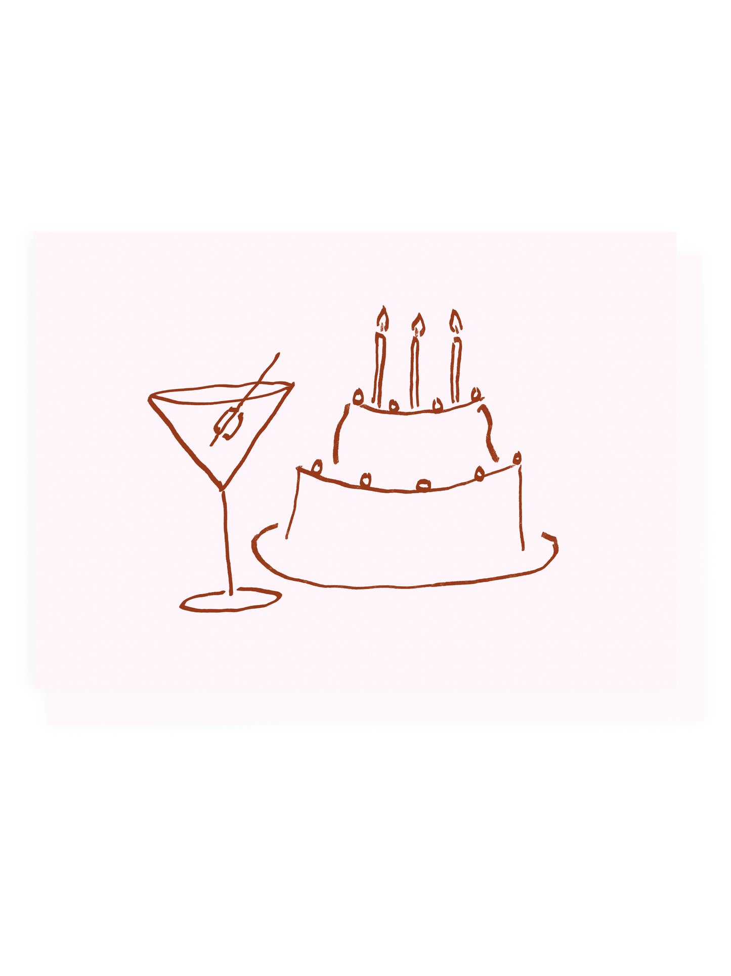 Folded card Martini and cake (risograph)