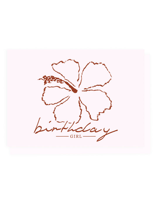 Folding card 'Birthday Girl' Hibiscus (Risograph)