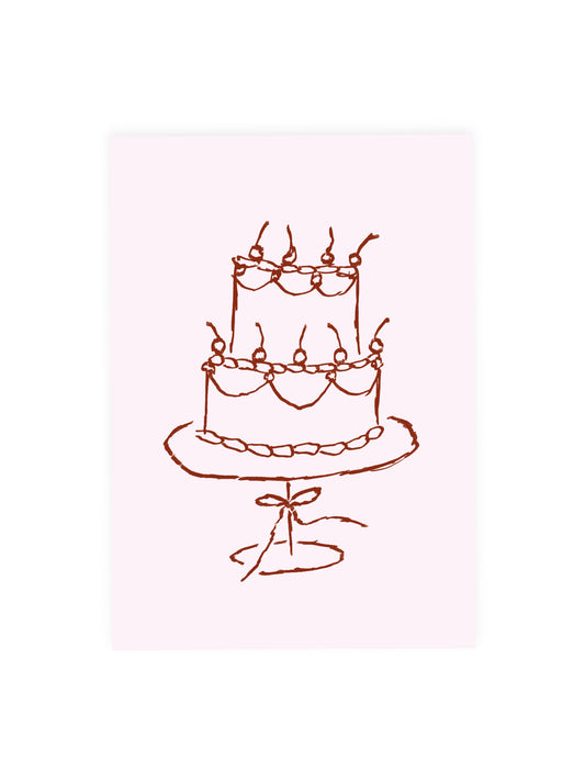 Postcard Cake Pink Brown (Risograph)