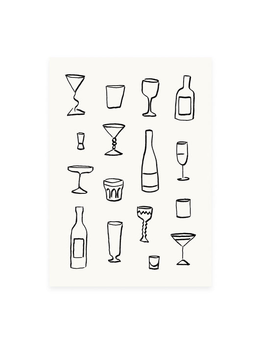 Postkarte Drinks (Risographie)