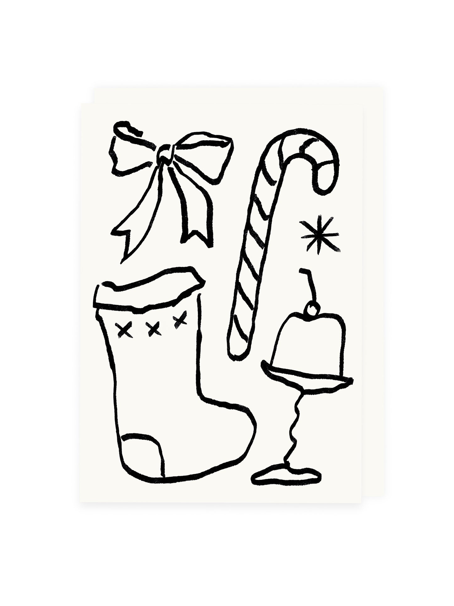 Folded Card Christmas Stocking (Risograph)