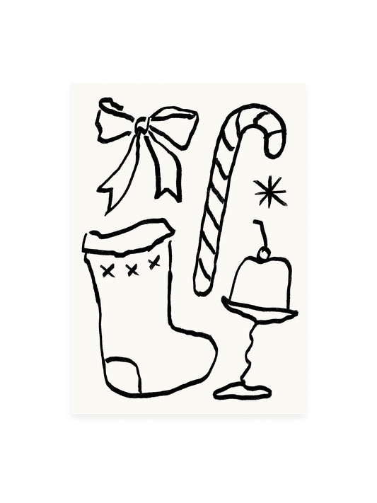 Postcard Christmas stocking (risograph)