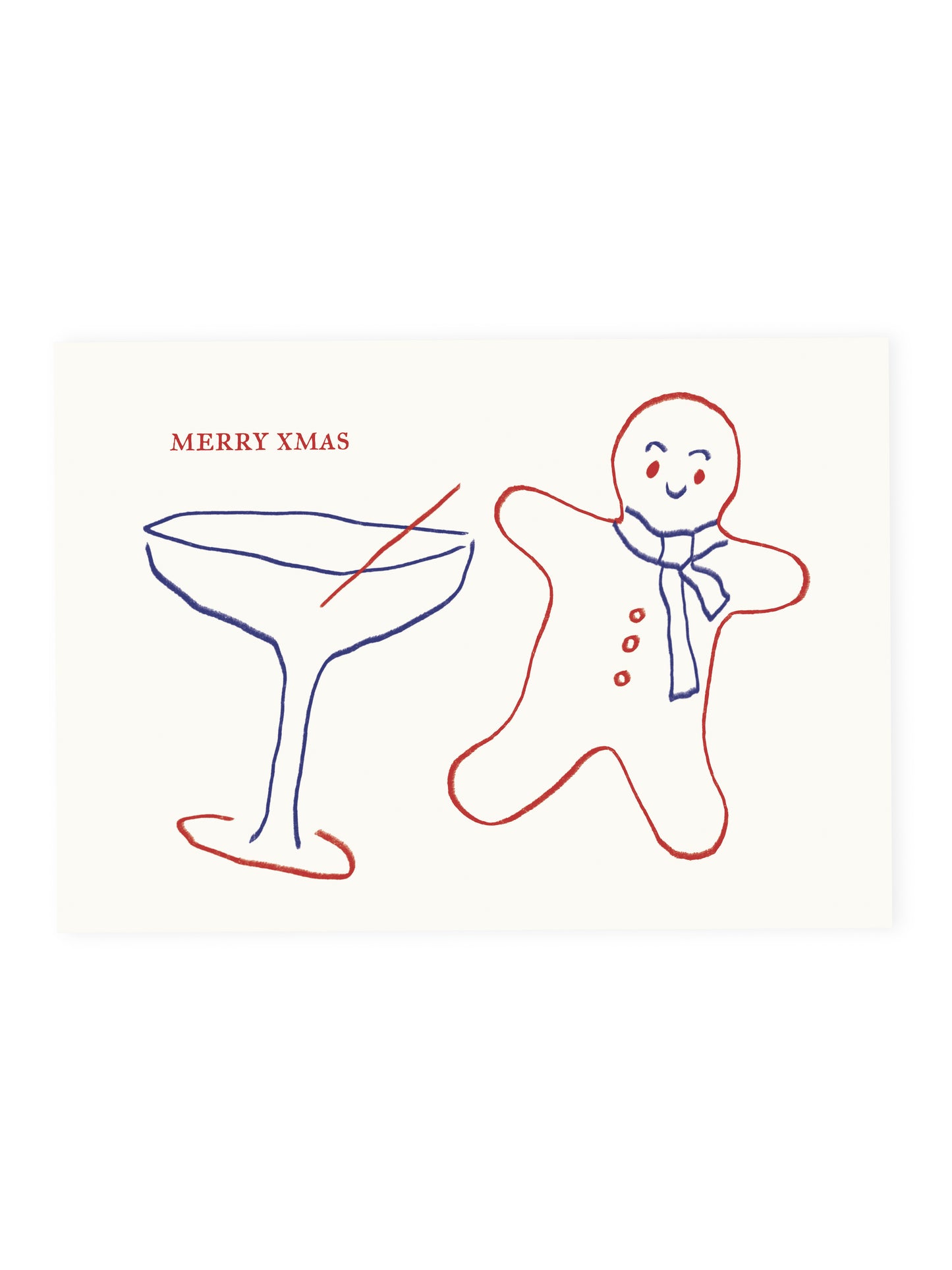 Postcard 'Merry Xmas' Gingerbread Men (Risograph)