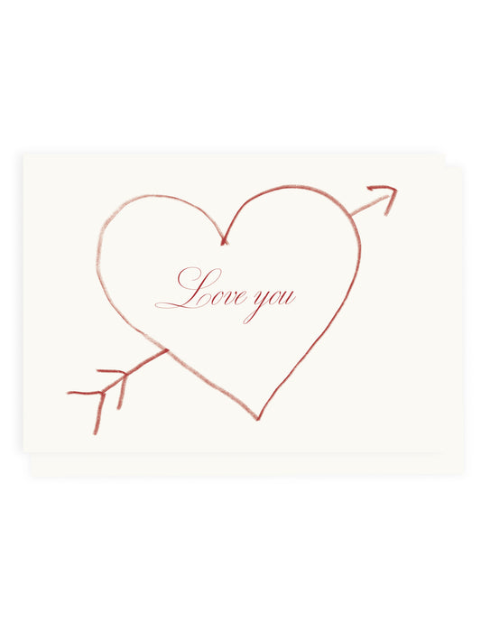 Folding Card 'Love you' Heart (Risograph)