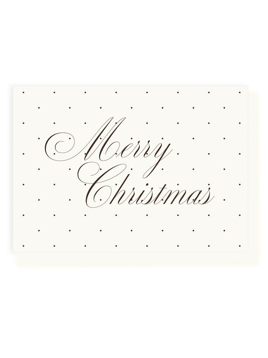 'Merry Christmas' folded card, polka dots (Risograph)