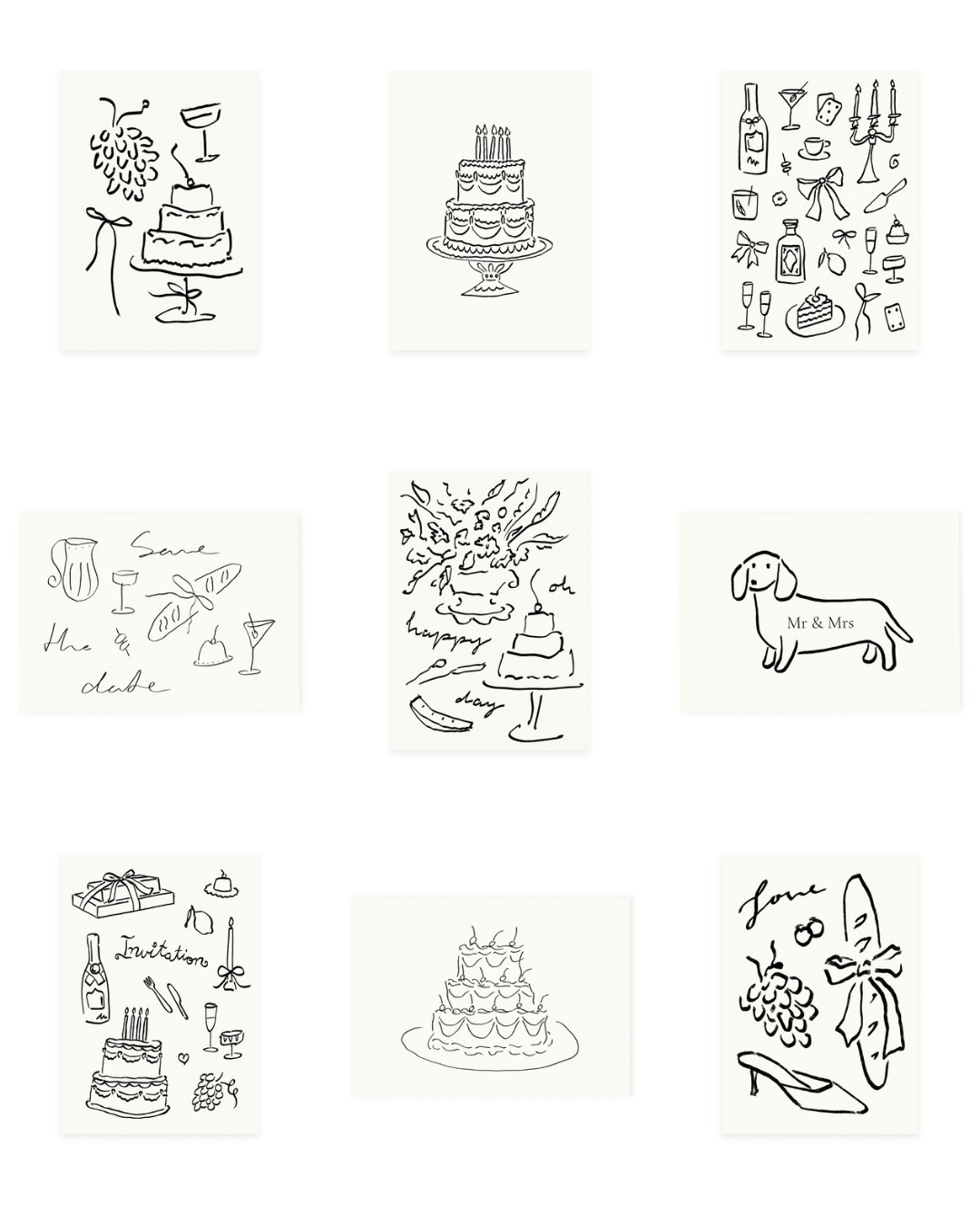 Postcard set (90× postcards) wedding themes